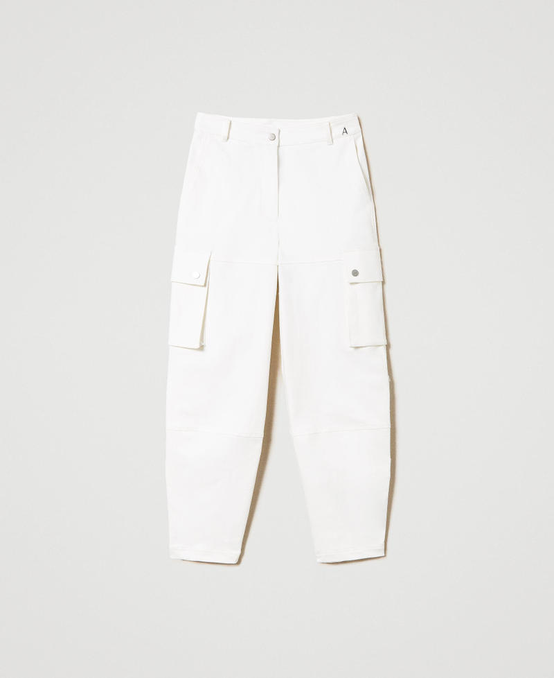 Organic cotton cargo trousers "Papers" White Woman 241AP2353-0S