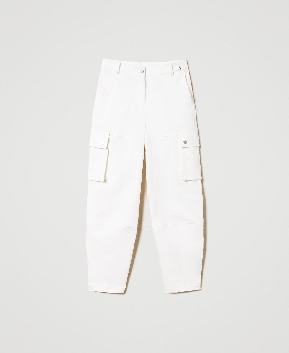 Organic cotton cargo trousers Woman, White