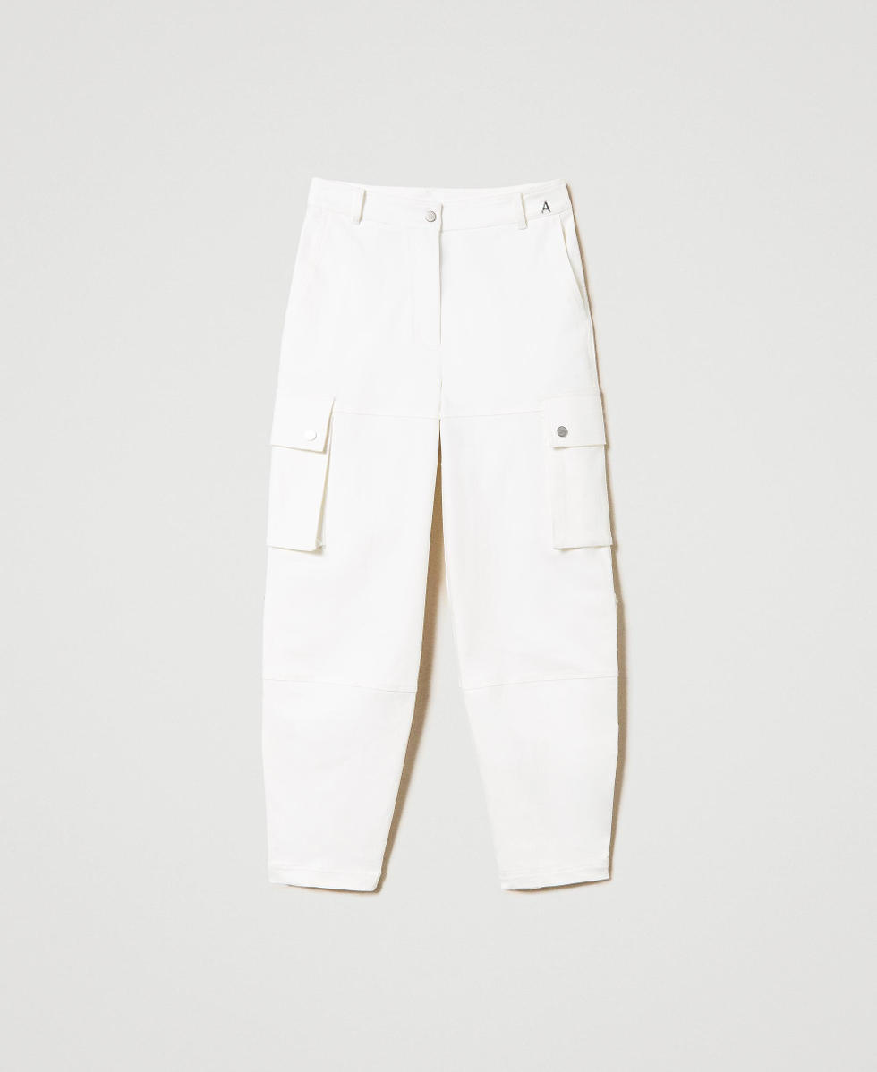 Organic cotton cargo trousers "Papers" White Woman 241AP2353_00840_S0