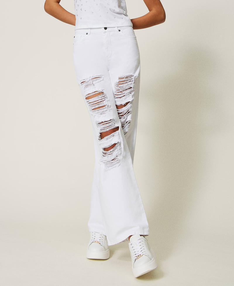 Wide leg bull trousers "Papers" White Woman 241AP2370-02