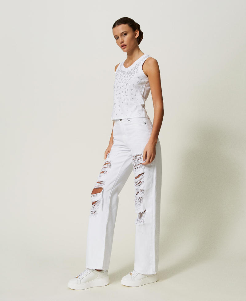 Wide leg bull trousers "Papers" White Woman 241AP2370-03