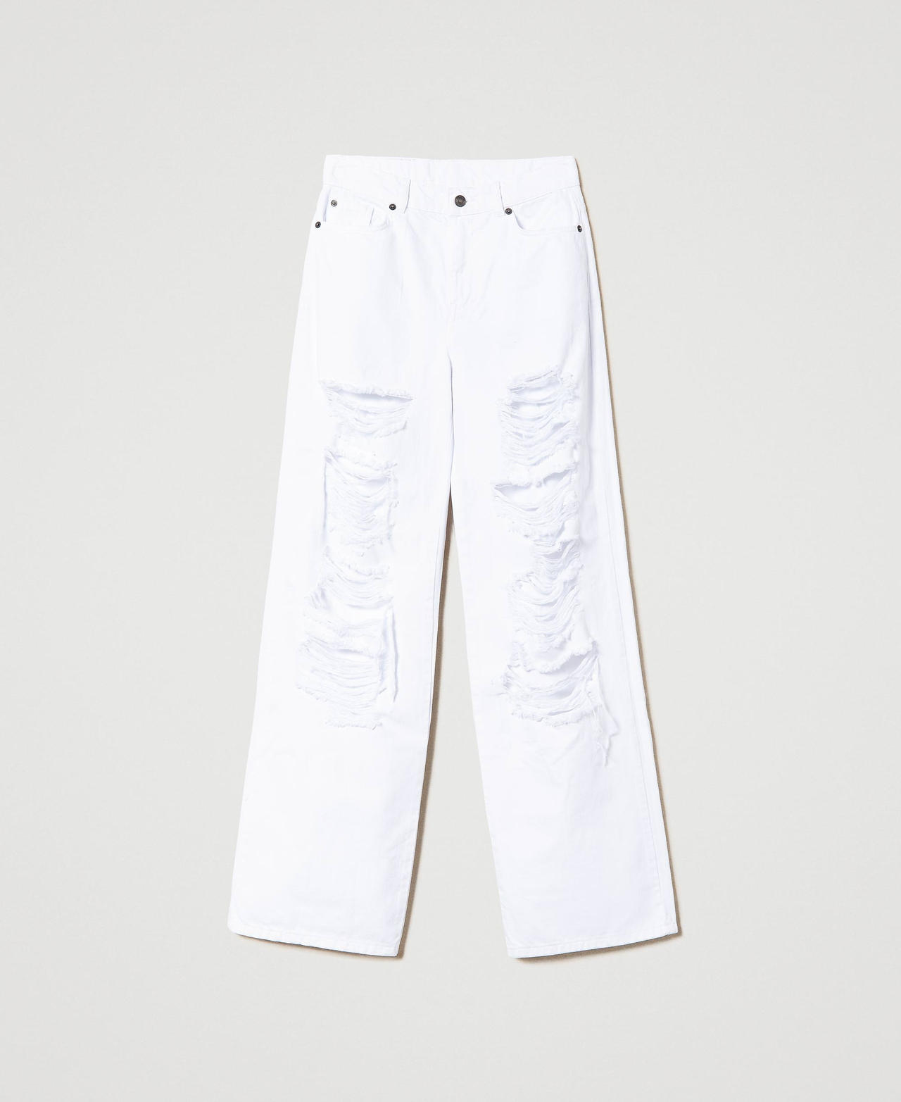 Свободные прямые брюки из саржевого полотна Белый "Papers" женщина 241AP2370-0S