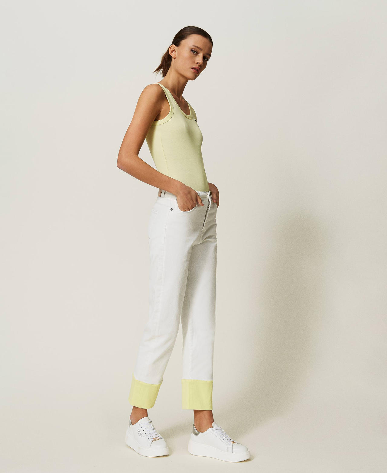 Bull cotton trousers with folded hem
