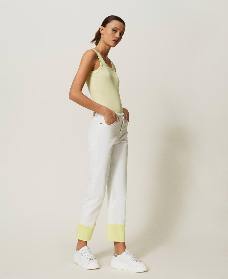 Bull cotton trousers with folded hem "Papers" White Woman 241AP2382-03