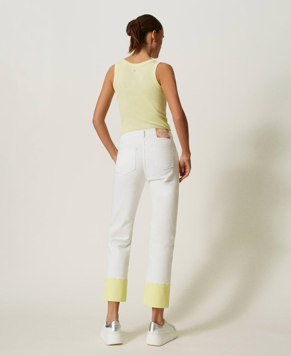 Bull cotton trousers with folded hem "Papers" White Woman 241AP2382-04