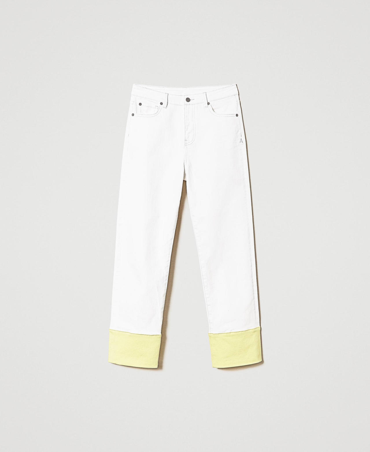 Bull cotton trousers with folded hem "Papers" White Woman 241AP2382-0S
