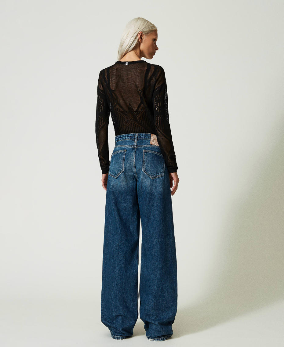 Wide leg jeans with cut-out Mid Denim Woman 241AP2411-04