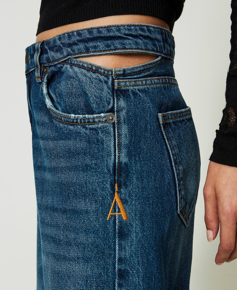 Jeans wide leg con cut-out Denim Medio Donna 241AP2411-05