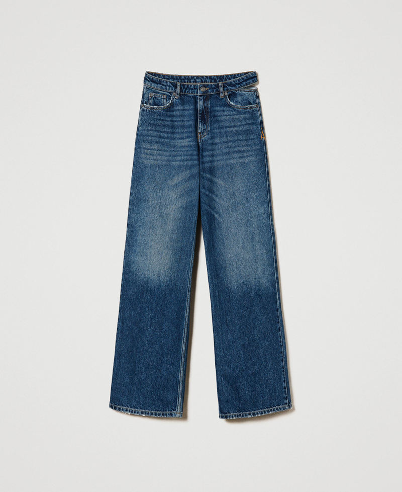 Wide-Leg-Jeans mit Cut-out Mittleres Denim Frau 241AP2411-0S