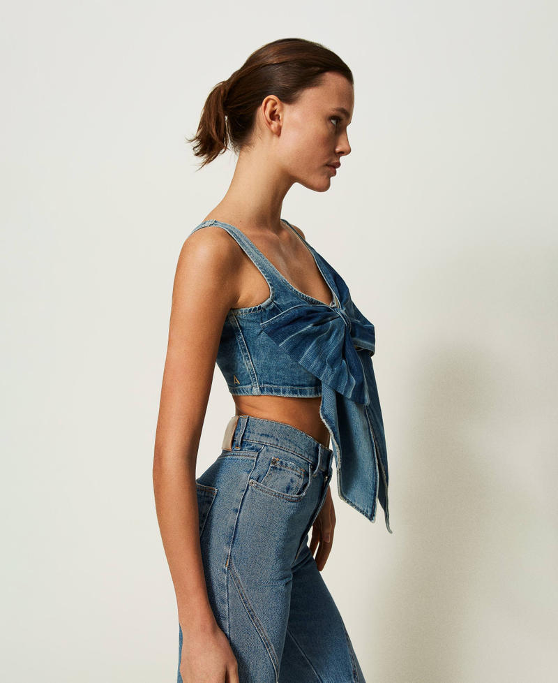 Denim top with bow