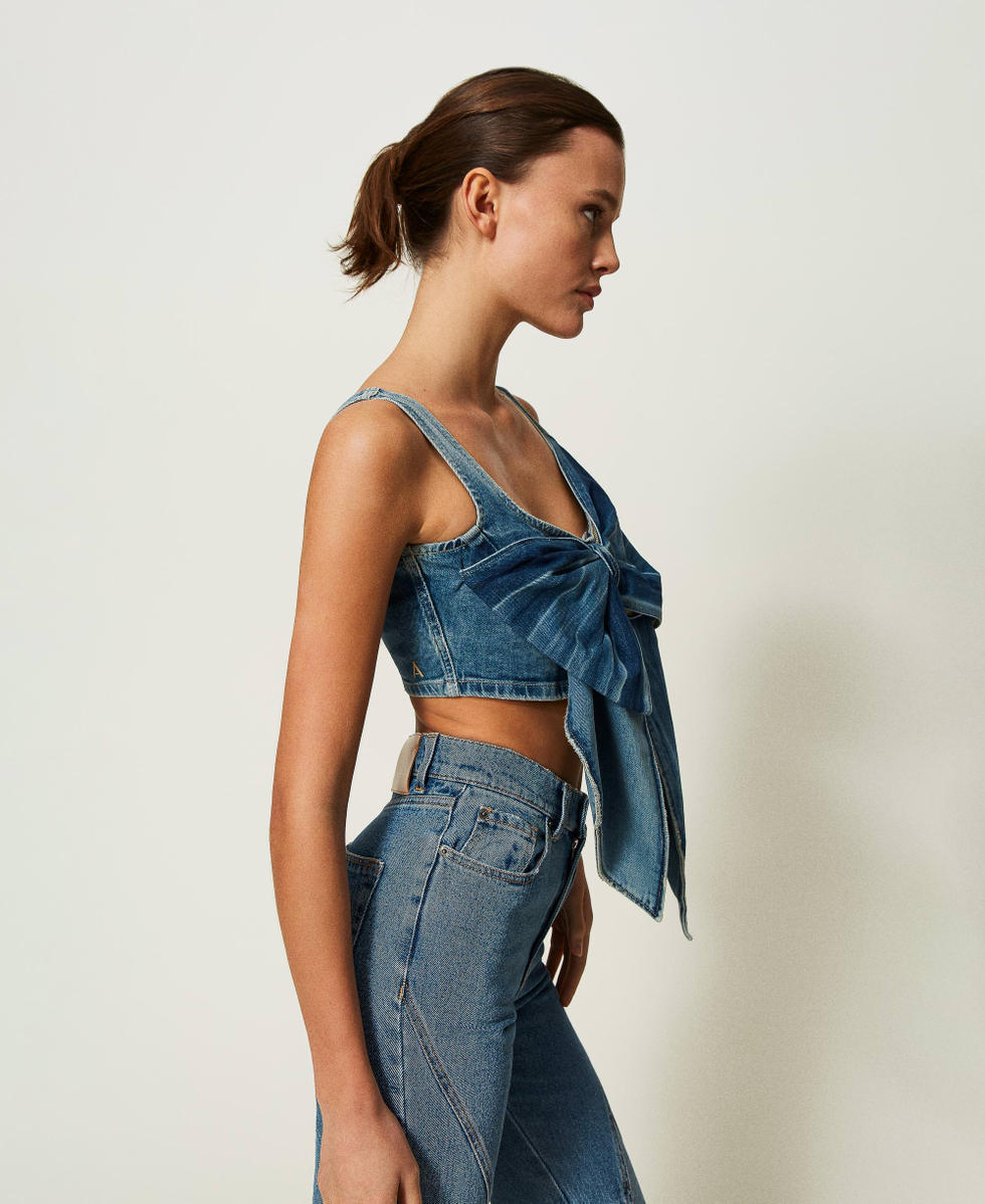 Jeans con fiocco in vita discount