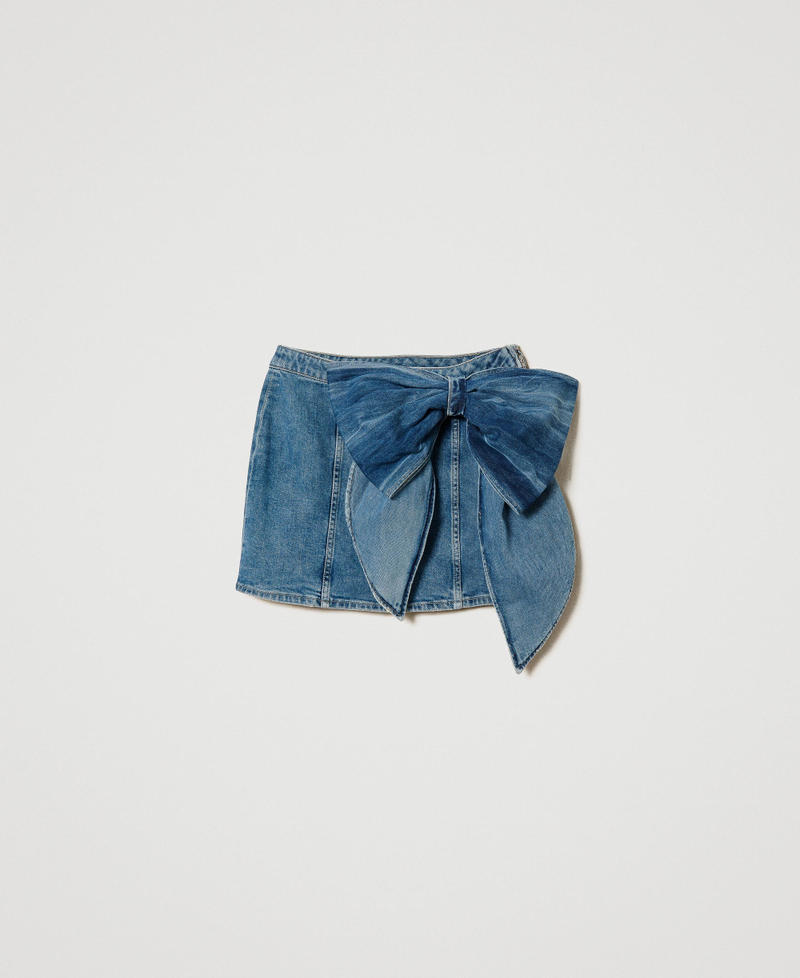 Mini-jupe en jean avec nœud Denim Moyen Femme 241AP2421-0S