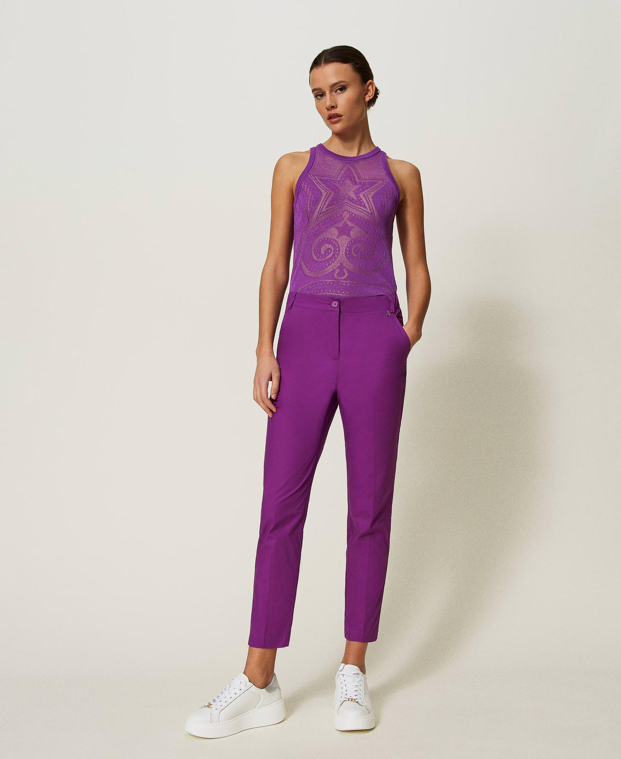 Pantalon cigarette en popeline
