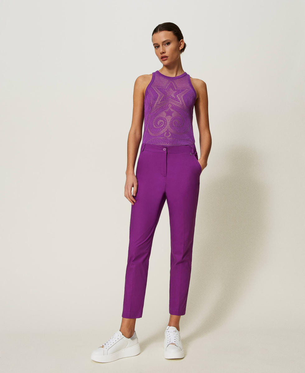 Pantalon popeline femme hot sale
