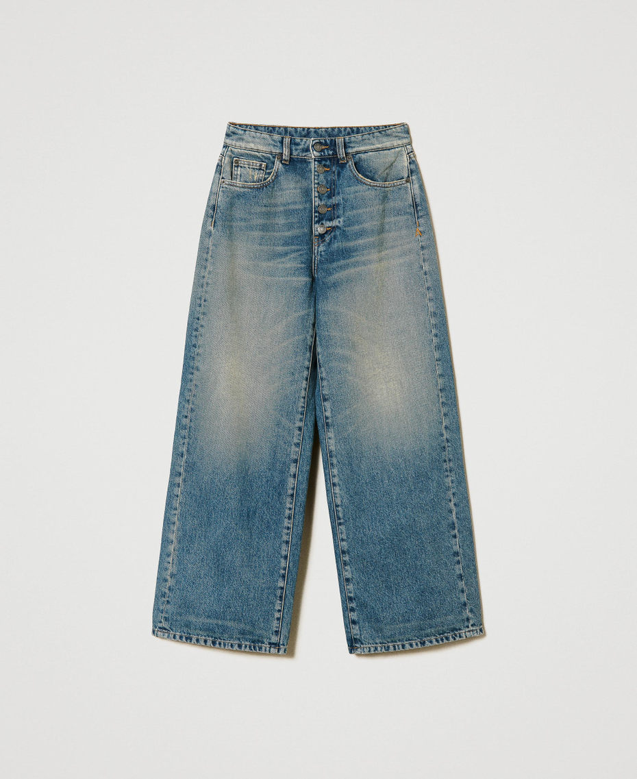 Wide leg jeans with buttons Mid Denim Woman 241AP2451_11452_S0
