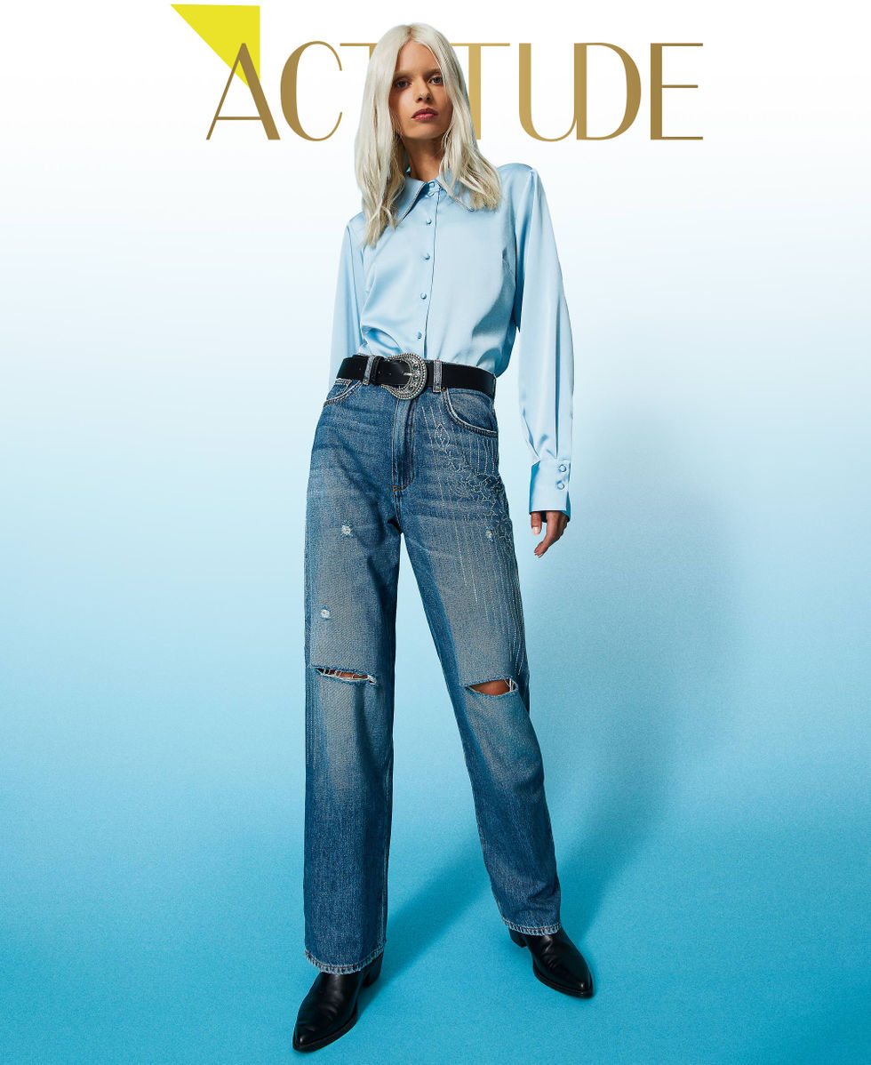 Jean cinq poches avec strass