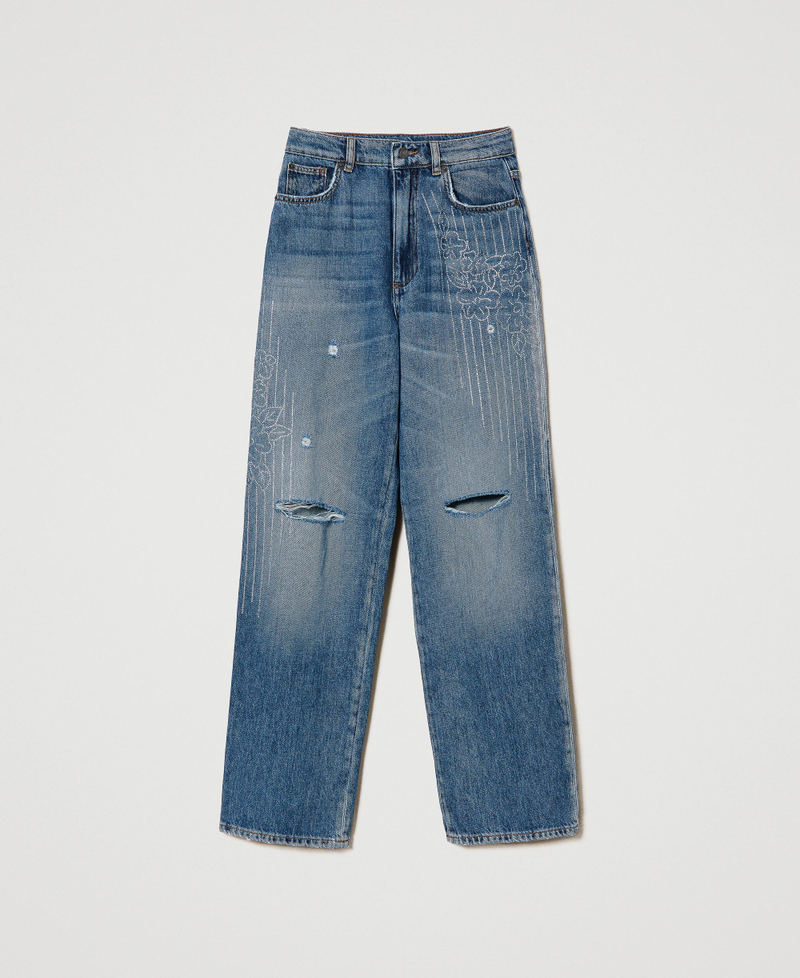 Five-pocket jeans with rhinestones