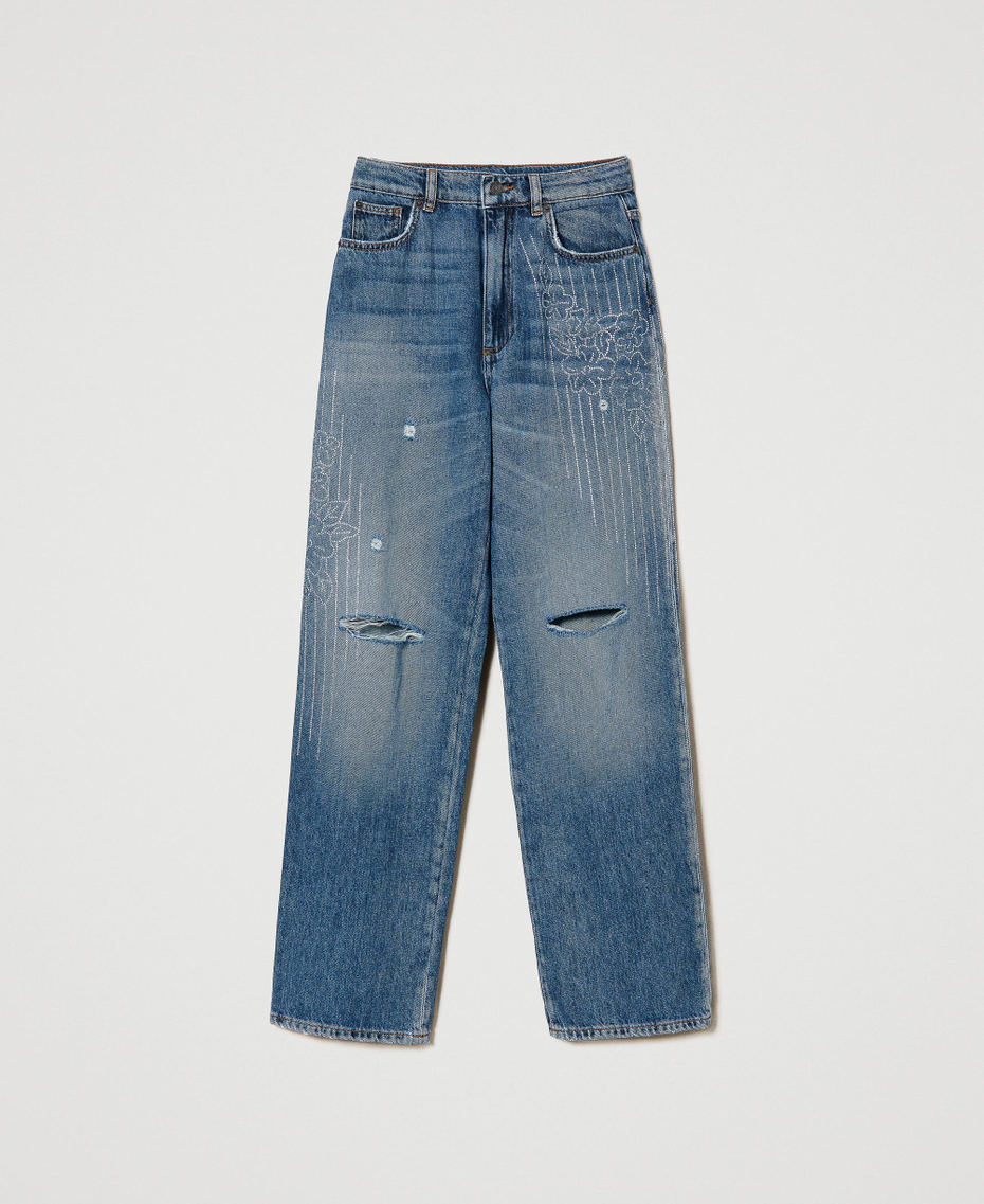 Five-pocket jeans with rhinestones