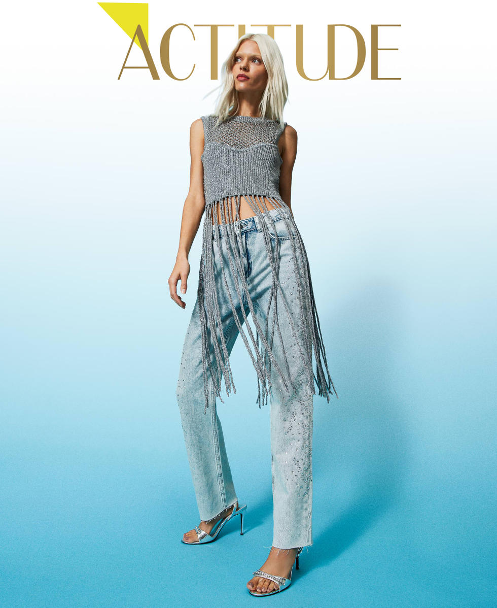 Jeans twin set con strass hot sale