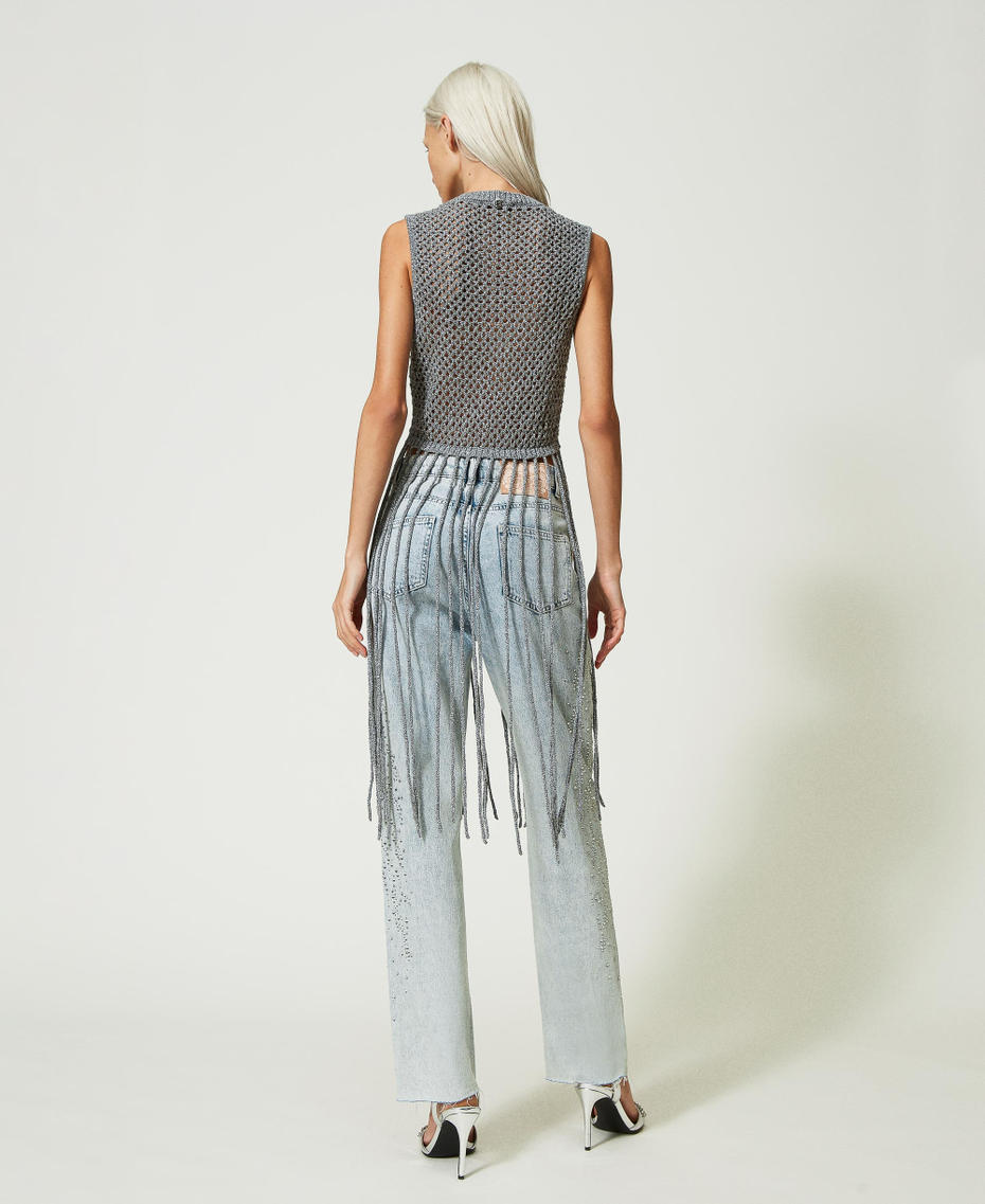 Slim fit jeans with rhinestones