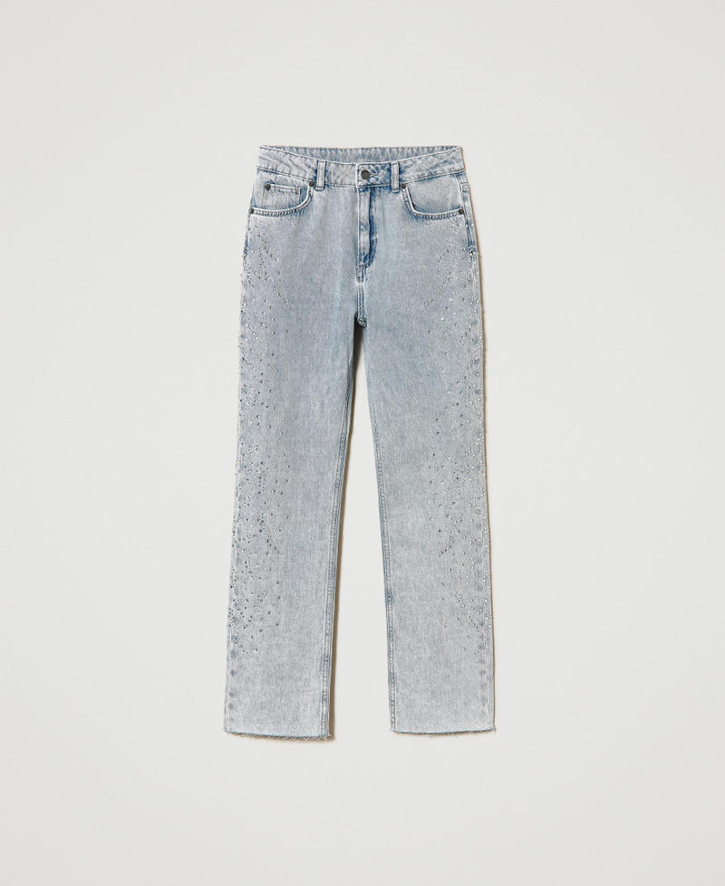 Slim-Fit-Jeans mit Strass Helles Denim Frau 241AP2471-0S