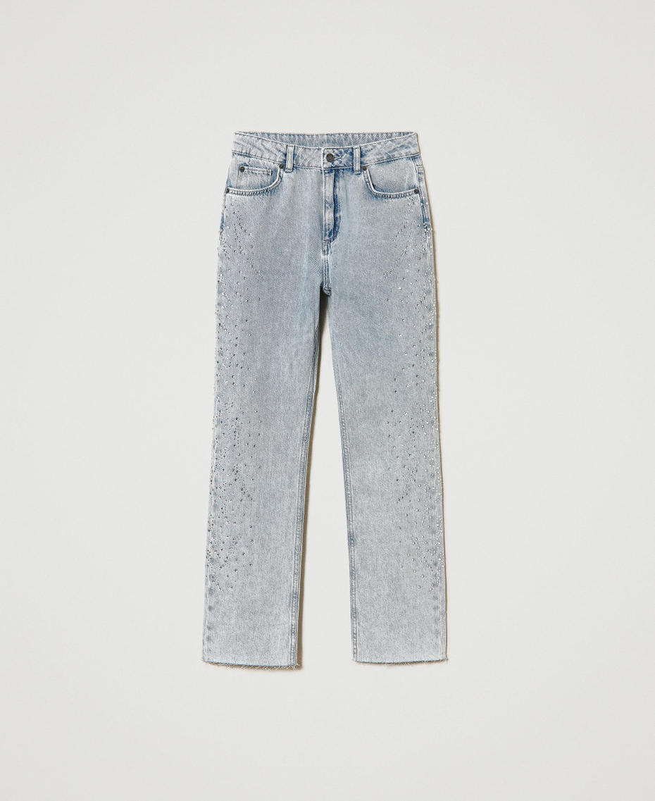 Slim-Fit-Jeans mit Strass Helles Denim Frau 241AP2471-0S
