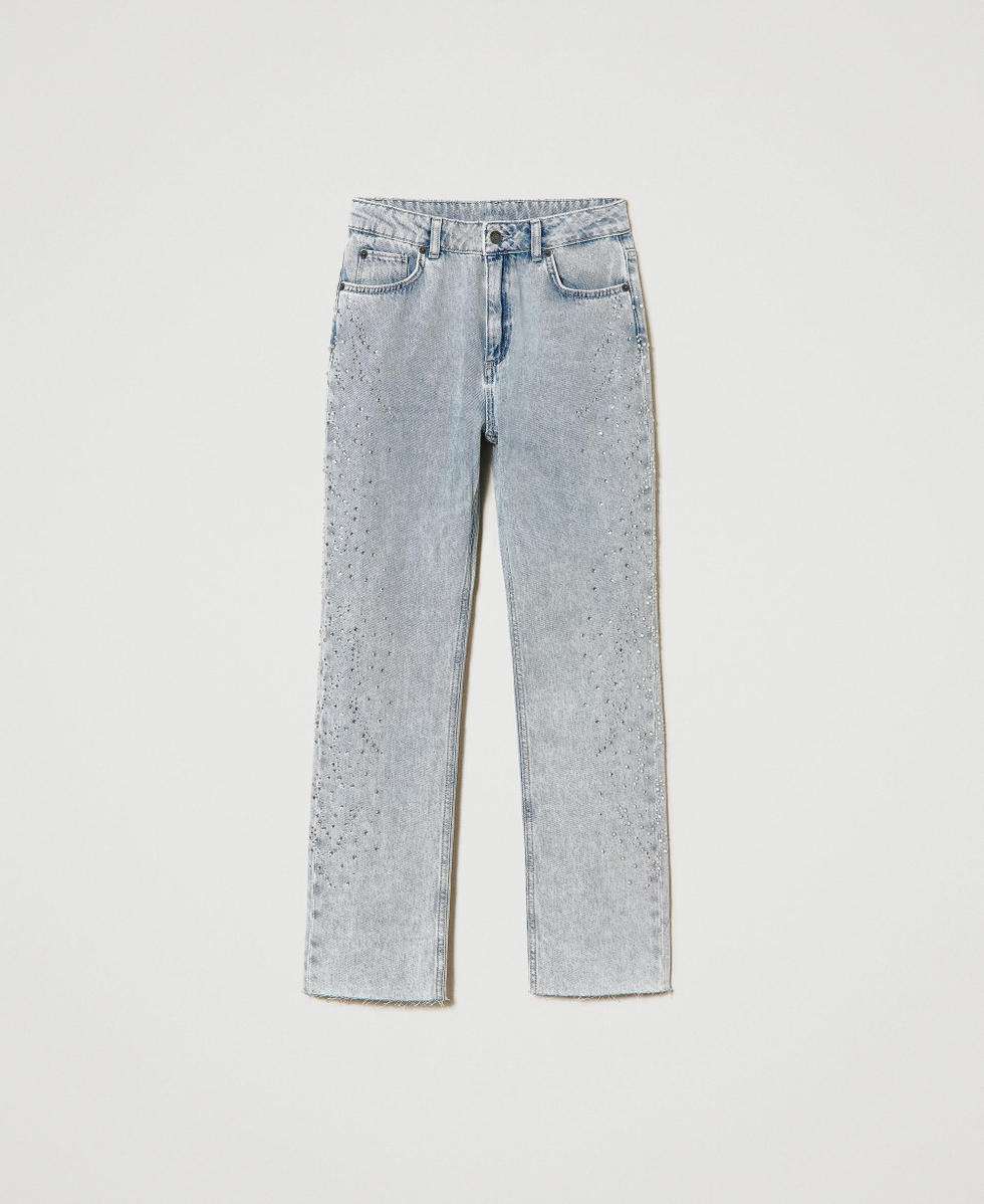 Jeans slim fit con strass Donna Blu TWINSET Milano