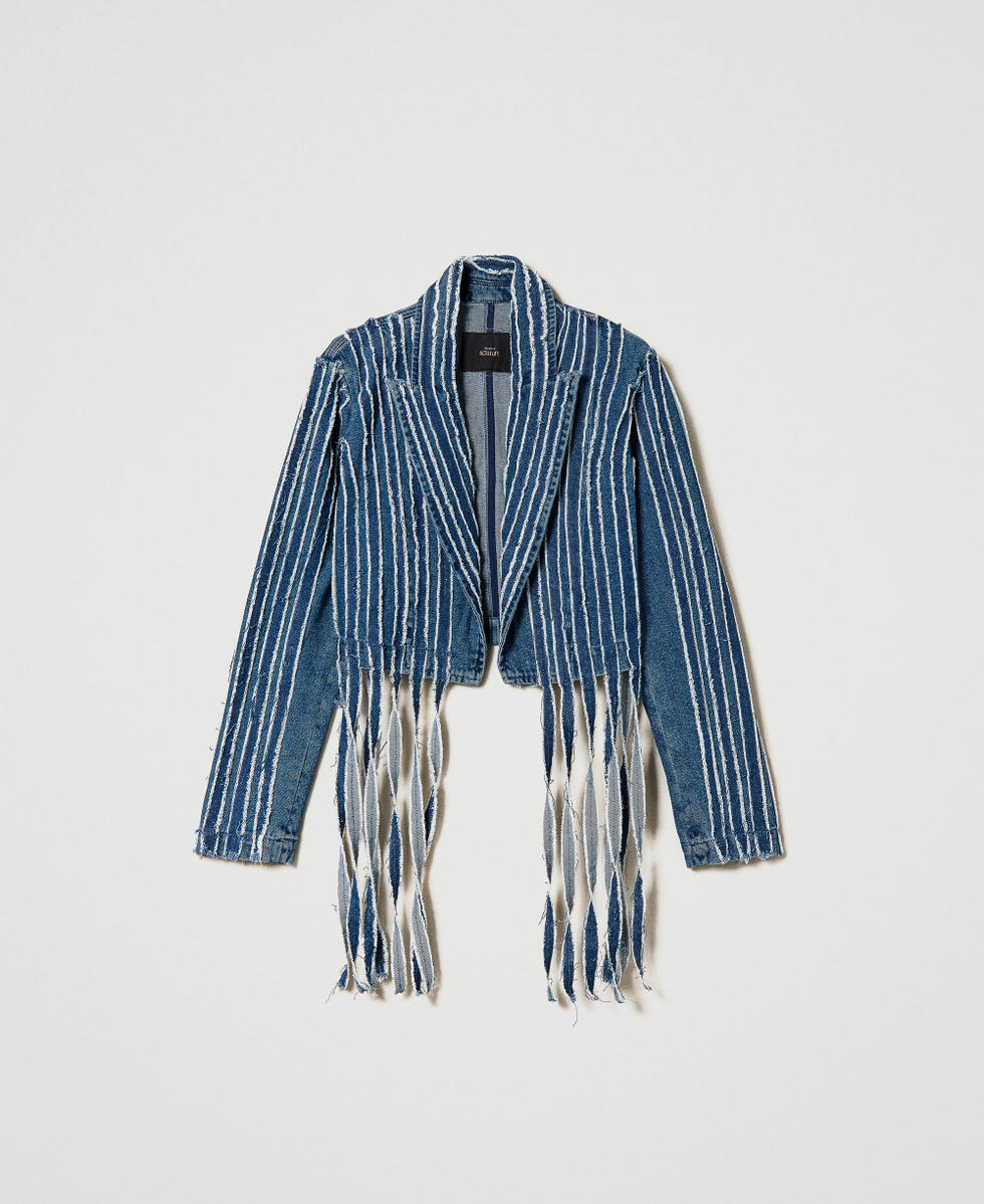 Denim jacket with fringes