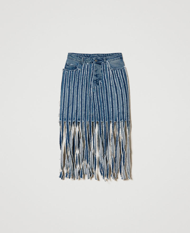 Mini-jupe en jean avec franges Denim Foncé Femme 241AP2481-0S