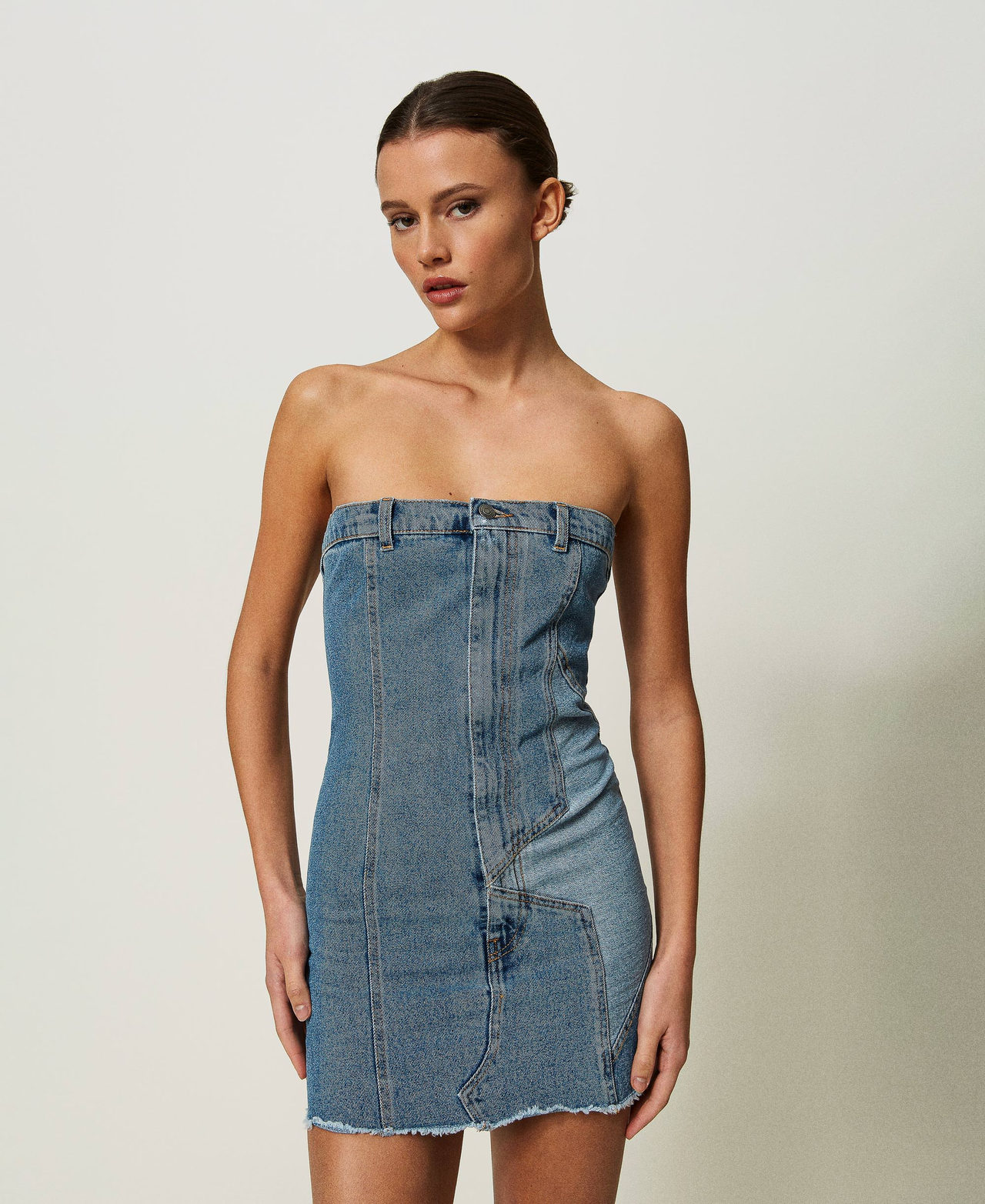 Kurzes Jeanskleid min Stern Mittleres Denim Frau 241AP2490-02