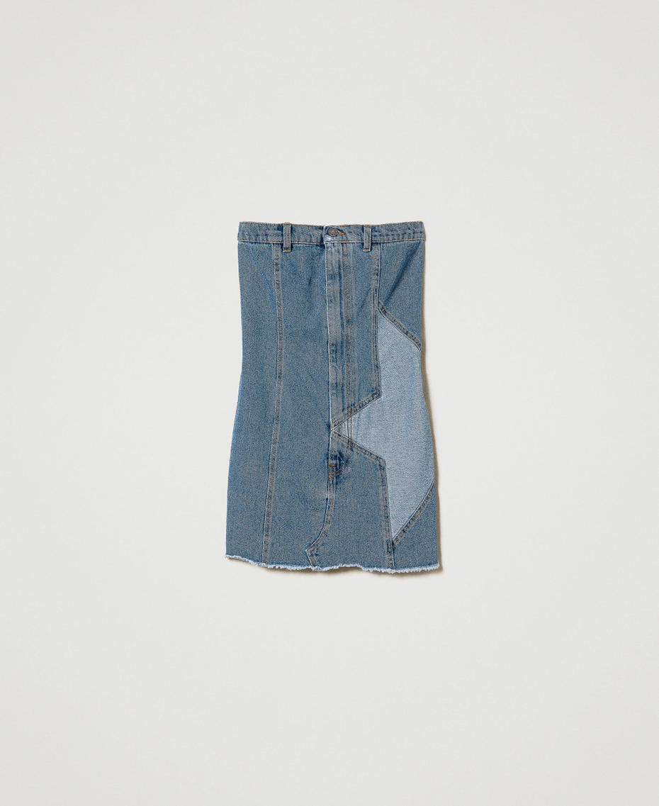 Short denim dress with star