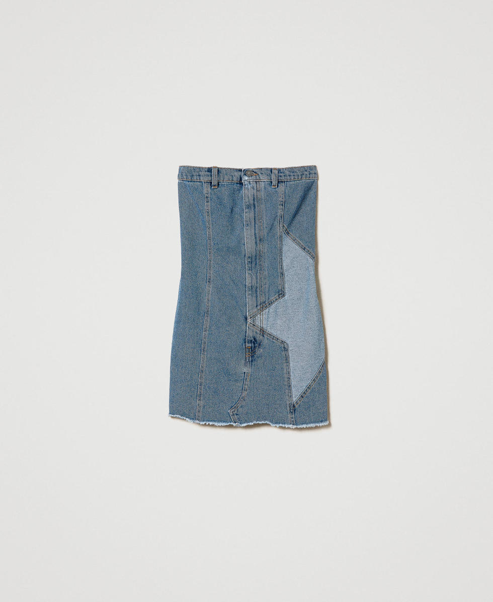 Short denim dress with star