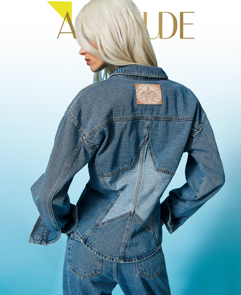 Fitted denim shirt with star