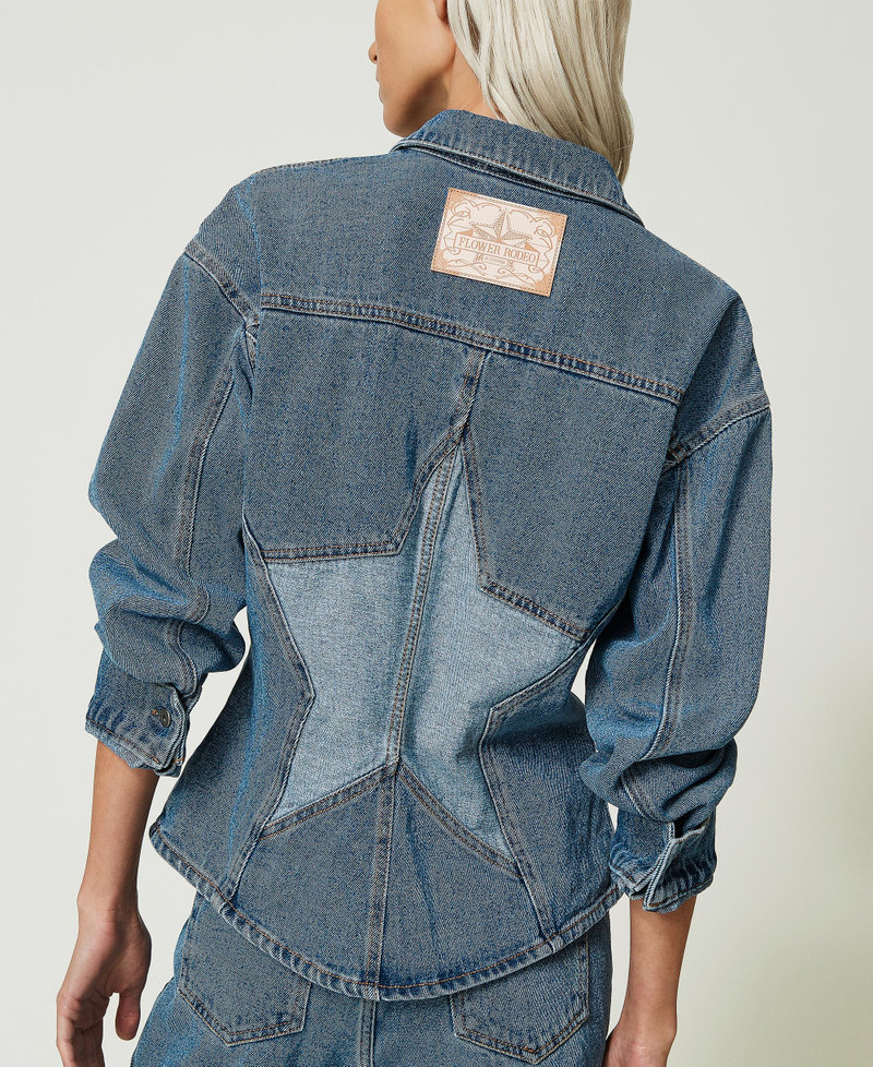 Fitted denim shirt with star