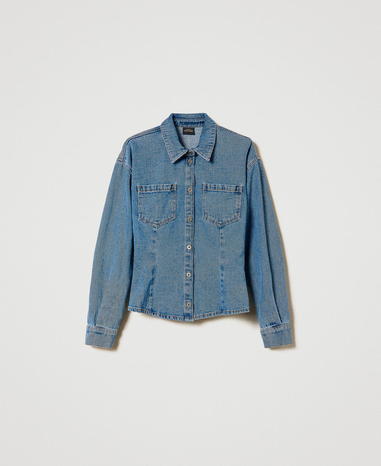 Fitted denim shirt with star
