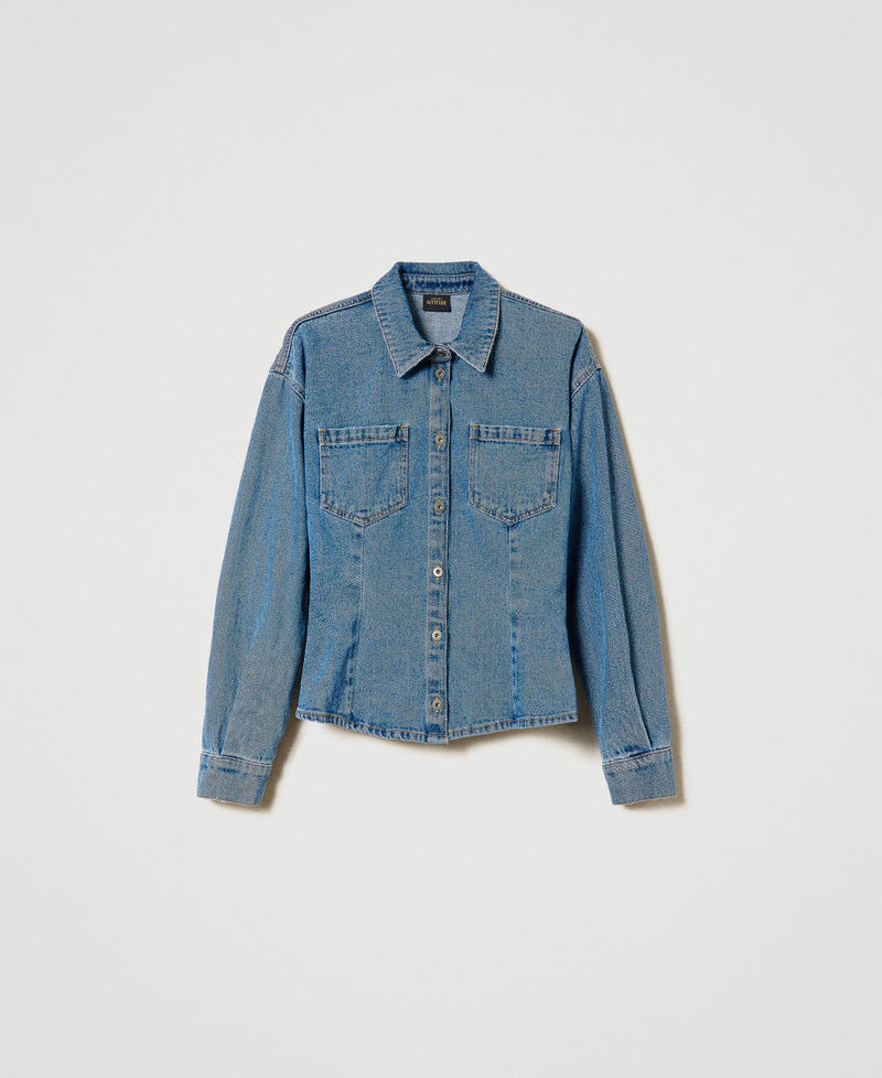 Fitted denim shirt with star