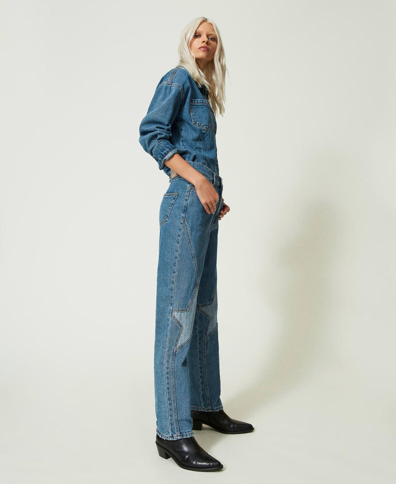 Five-pocket jeans with stars Mid Denim Woman 241AP2492-02