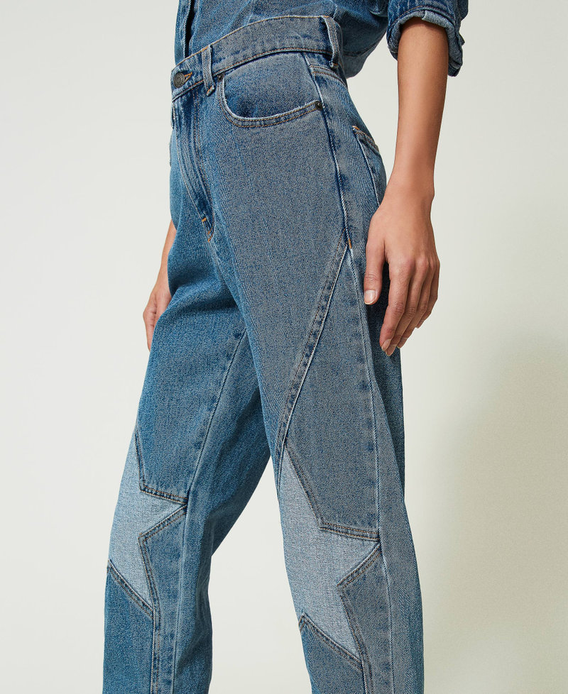 Five-pocket jeans with stars Mid Denim Woman 241AP2492-04