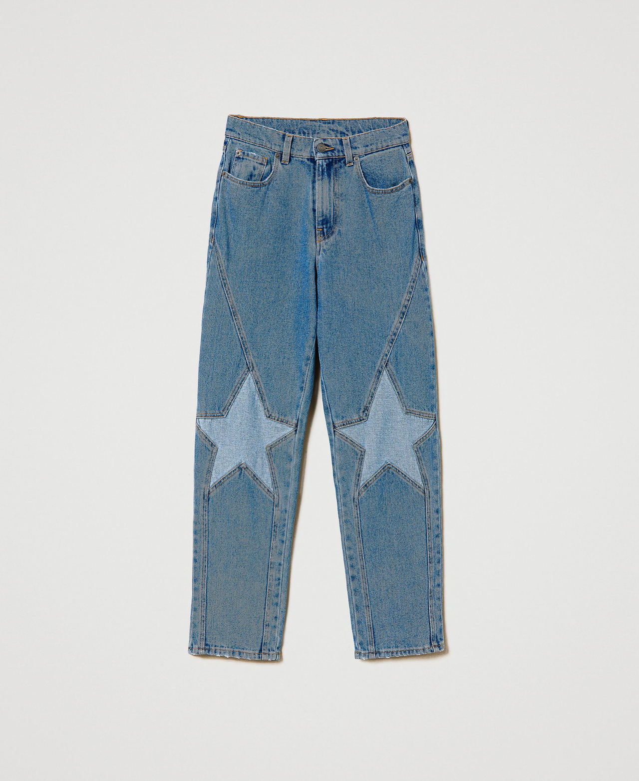 Five-pocket jeans with stars Woman, Blue | TWINSET Milano