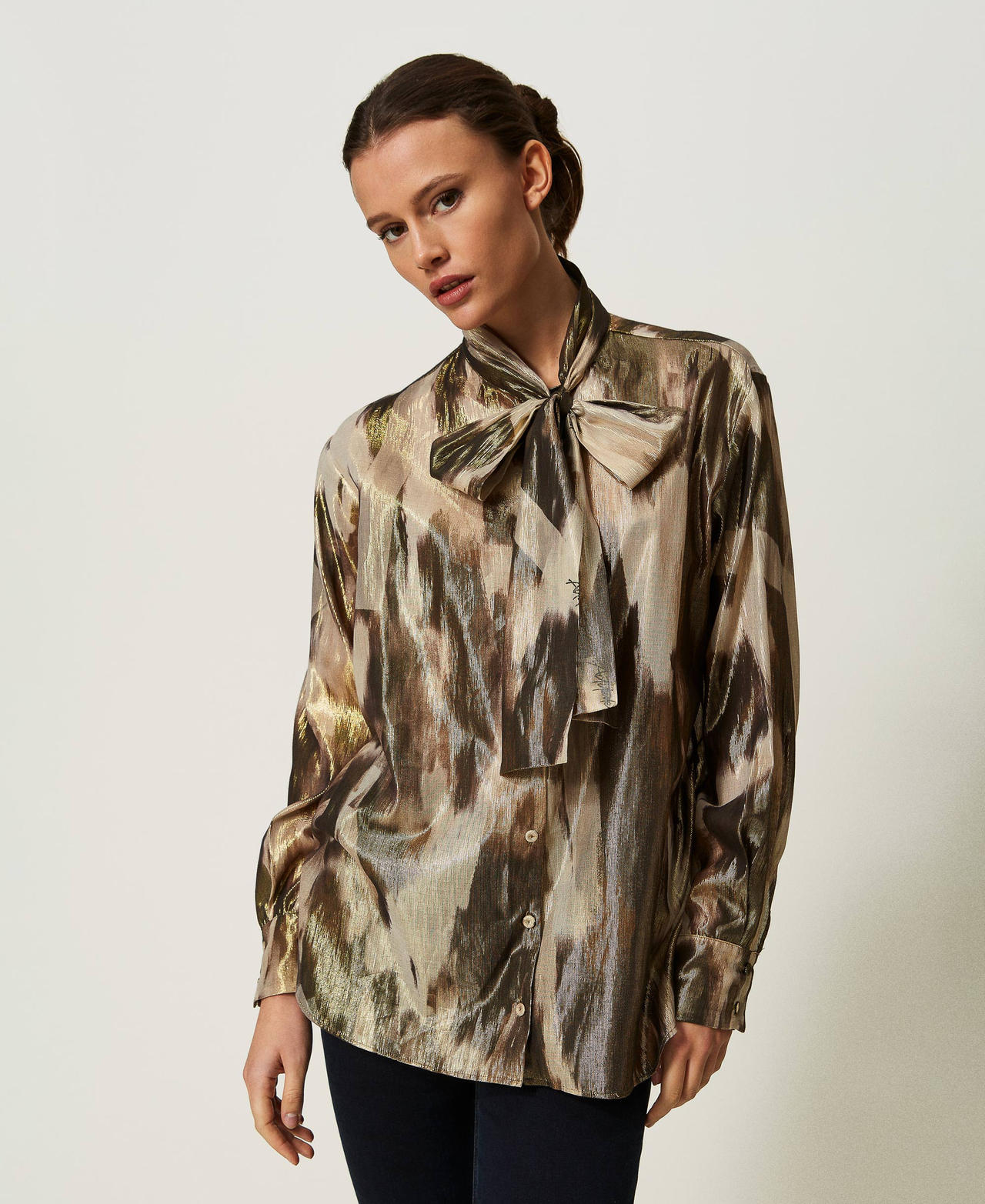 Camisa de gasa estampada Shaded Lame Mujer 241AP2513-02