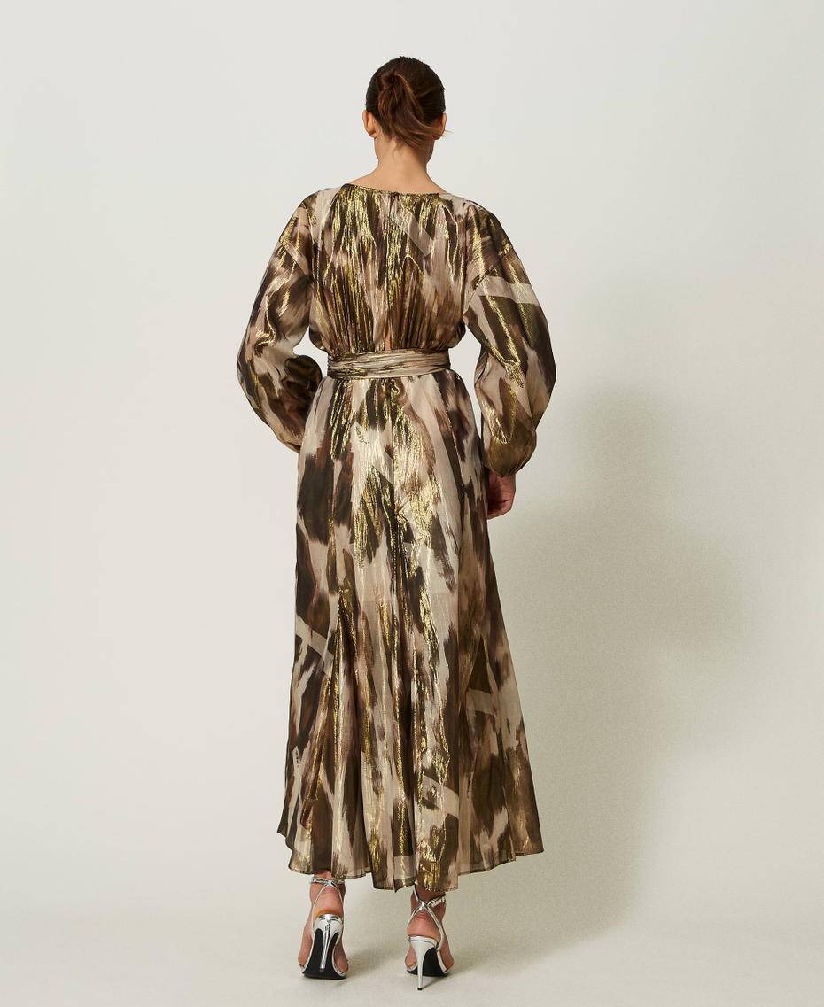 Robe longue en voile imprimé Shaded Lamé Femme 241AP2514-04