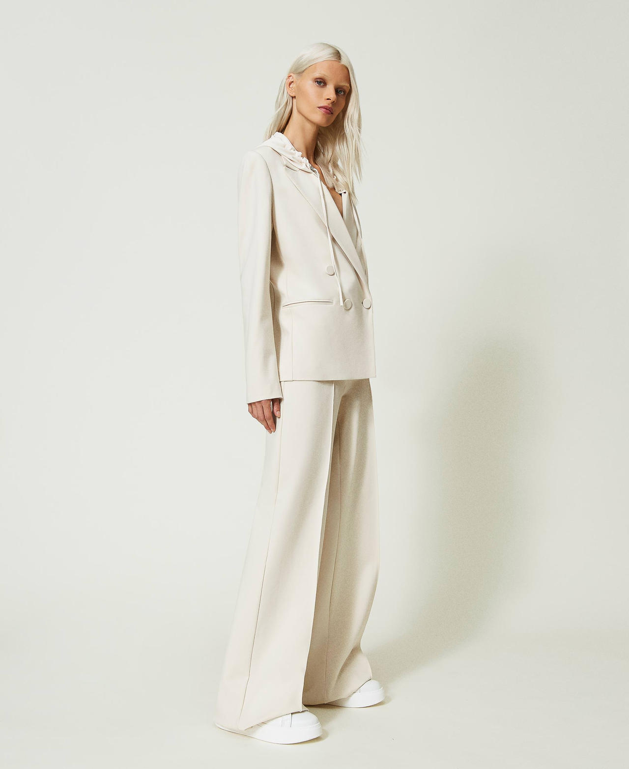 Pantalon palazzo avec nervure