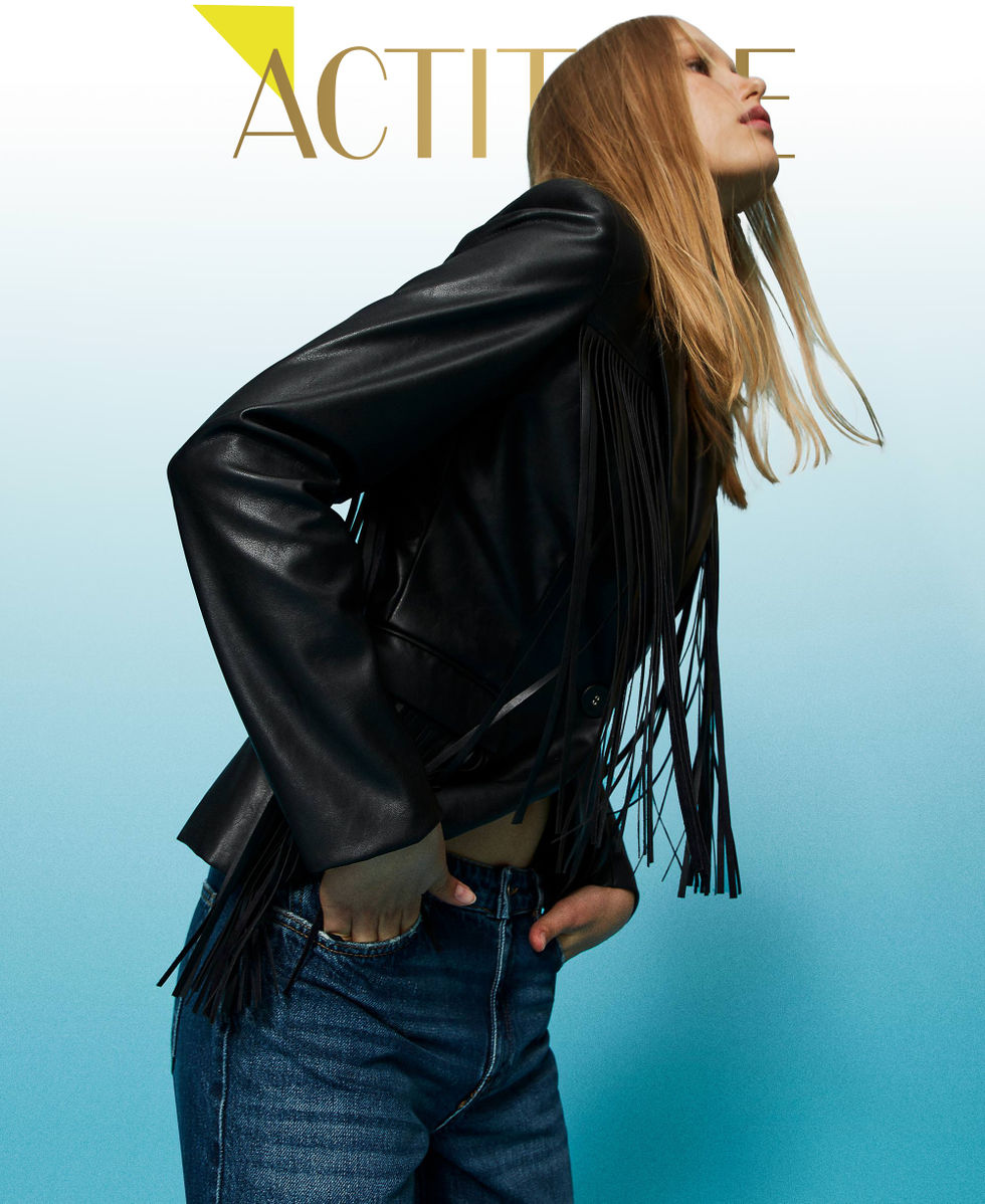Giacca jeans nera con frange hotsell
