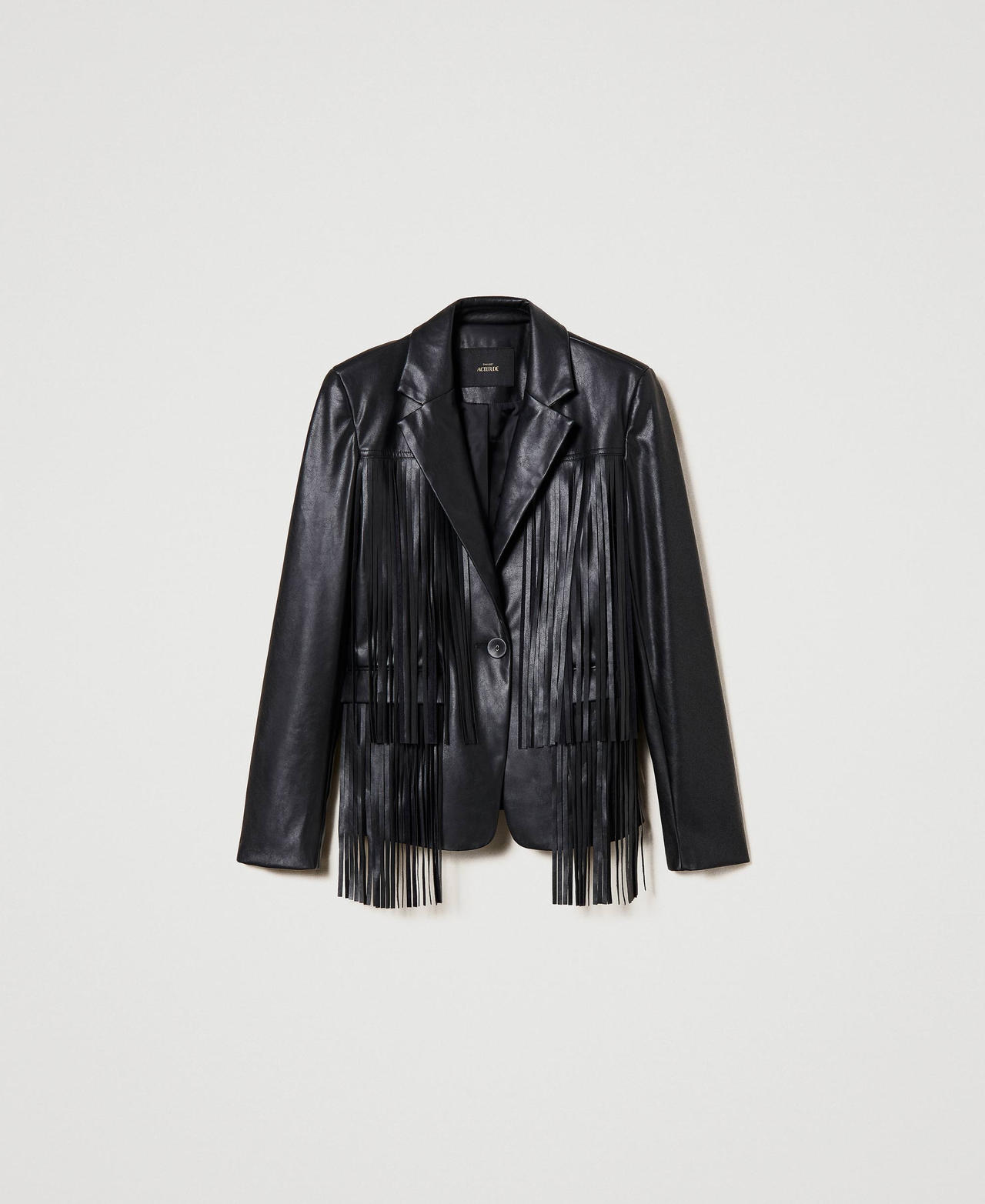 Blazer effet cuir avec franges