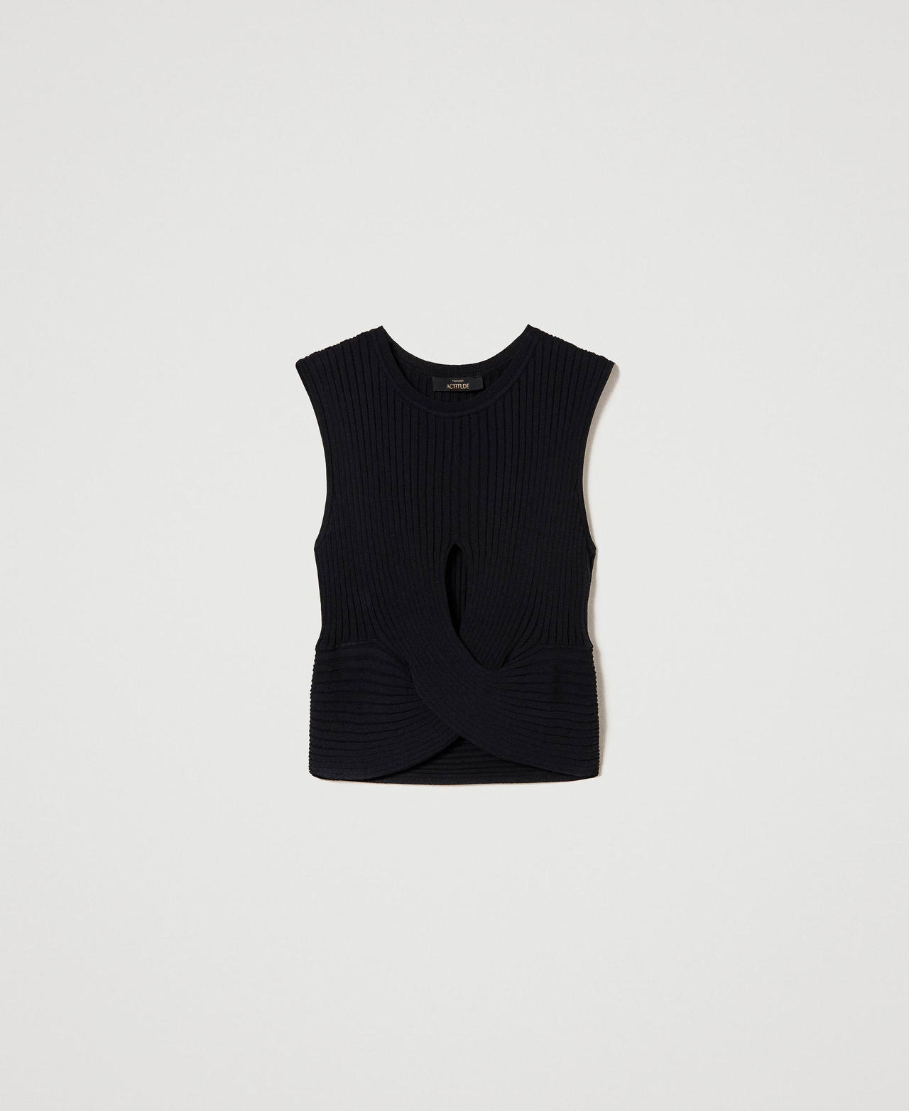 Cropped top with criss-cross Black Woman 241AP3030_00006_0S