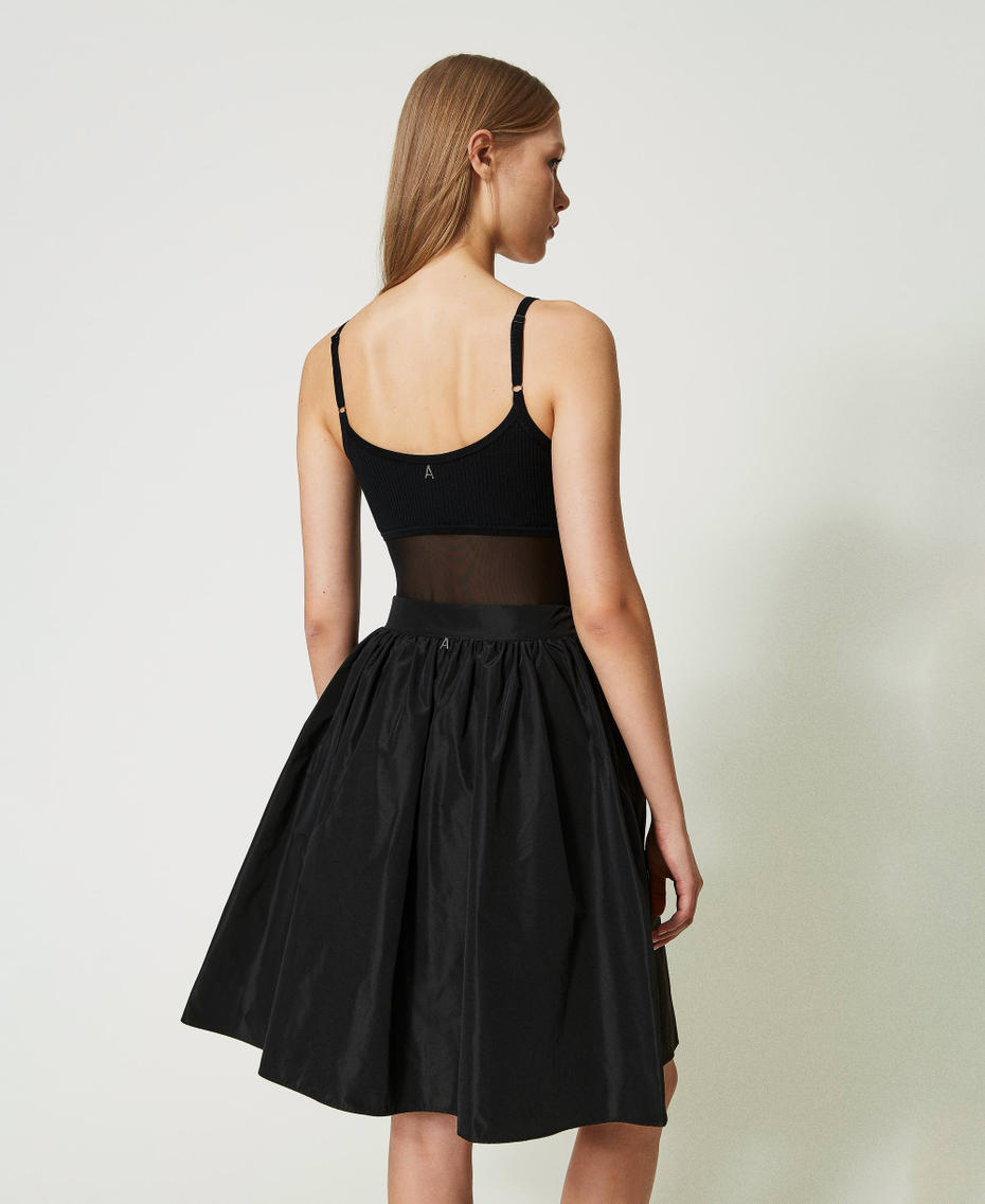 Ribbed bodysuit with tulle