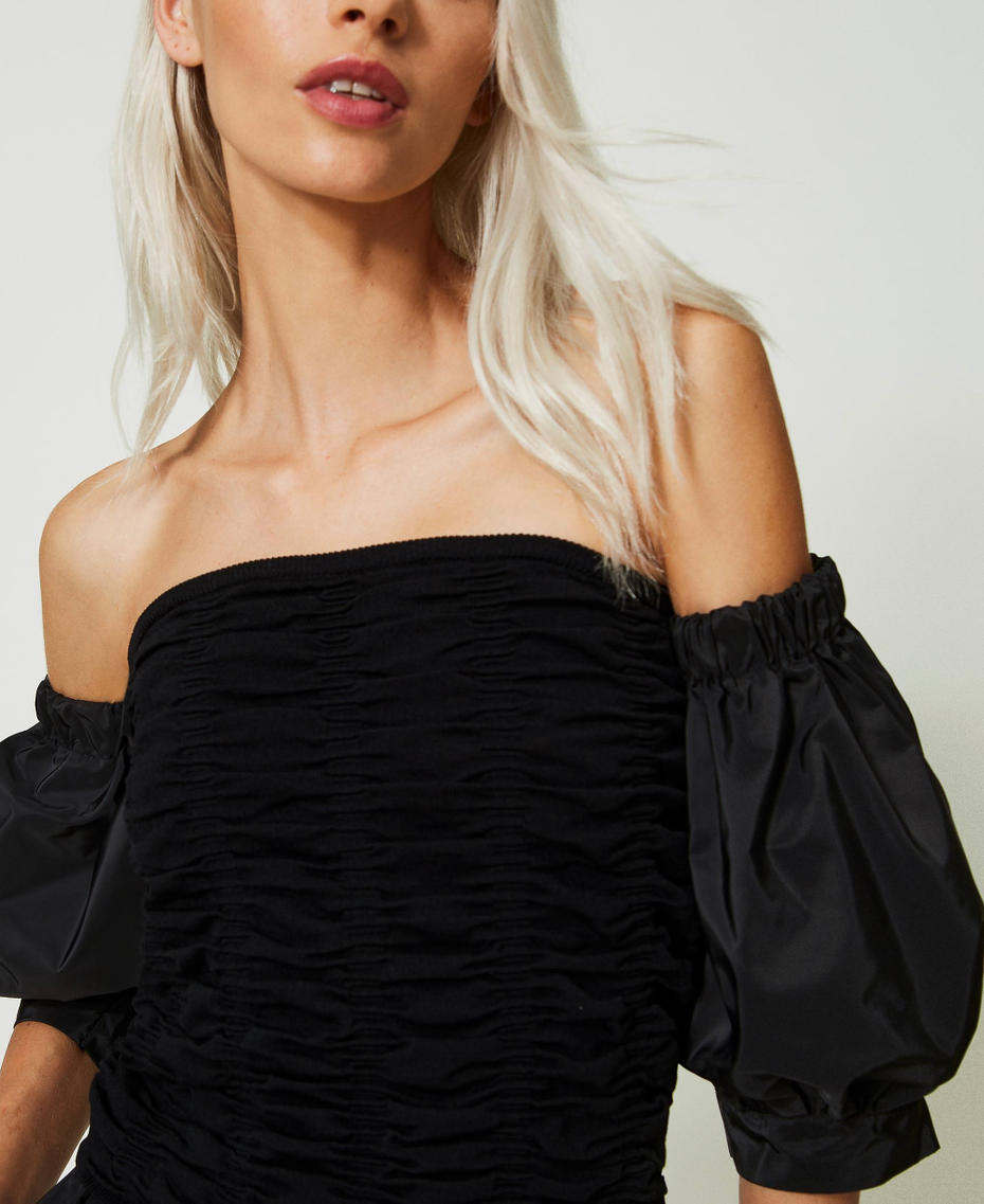Gathered top with balloon sleeves Black Woman 241AP3100-05