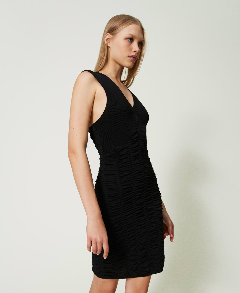 Robe courte avec fronce Noir Femme 241AP3101_00006_02
