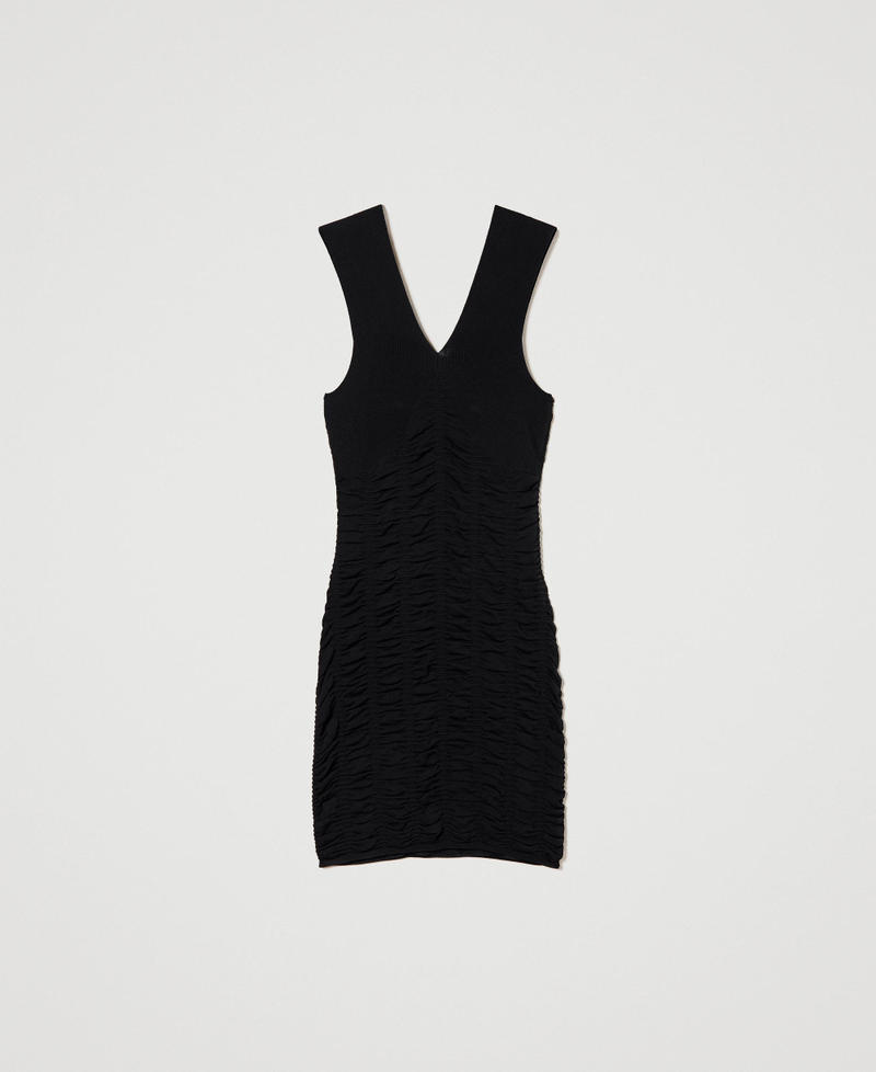 Короткое присборенное платье Черный женщина 241AP3101-0S