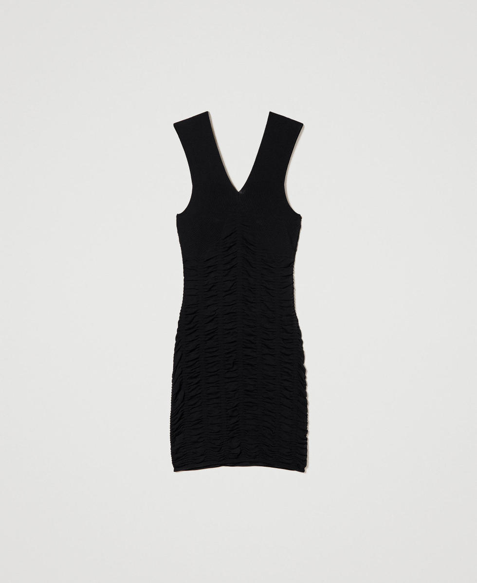 Robe courte avec fronce Noir Femme 241AP3101_00006_S0